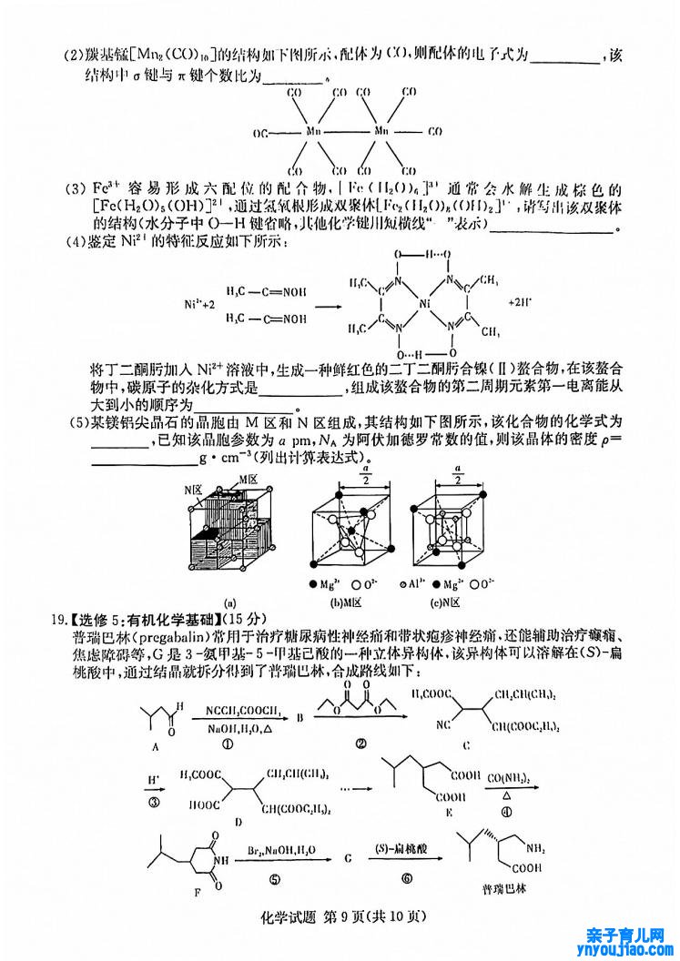 2022年八省联考(T8联考)化学试卷第九页